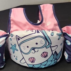 Speedo Pink and Blue Cat Swim Vest 30-50lbs. Coast Guard Approved